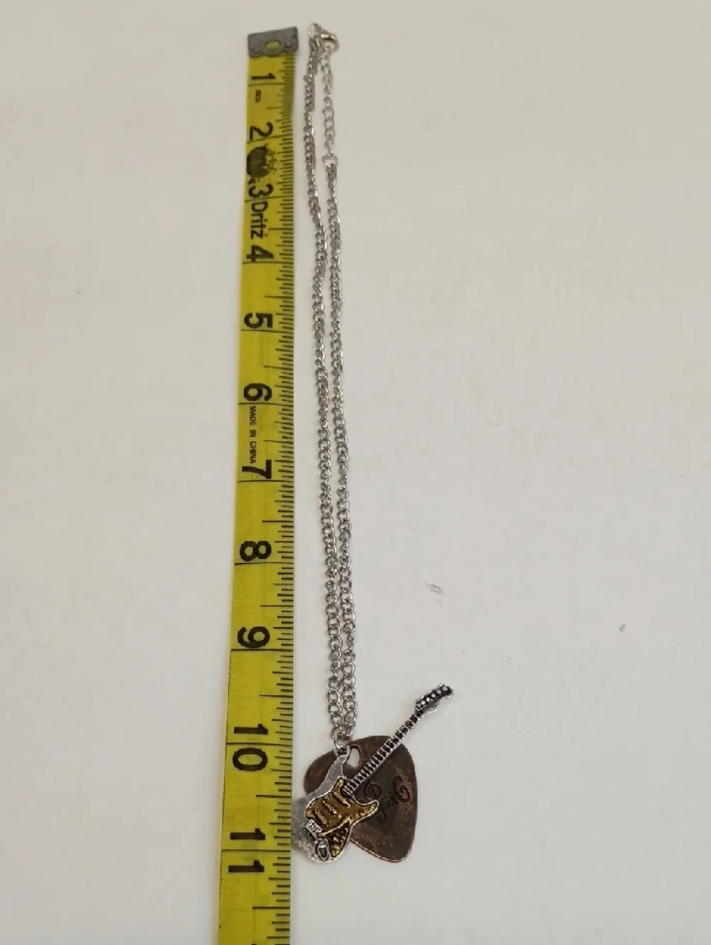 Guitar Heart Pendant Necklace Silver Gold Tone Music Charm Chain Y2K